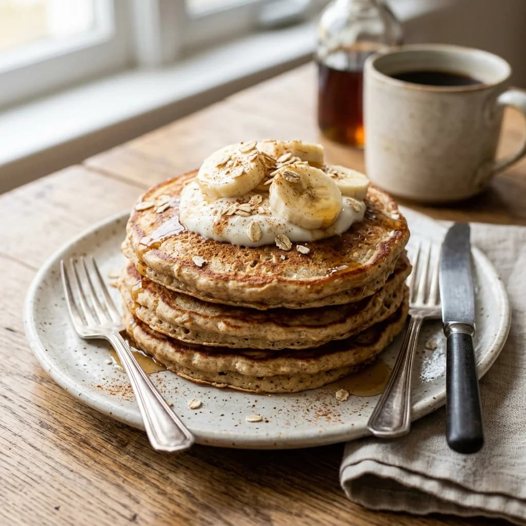 Banana Oat Protein Pancakes