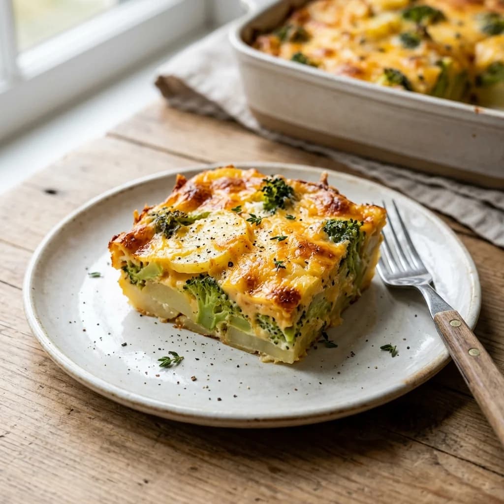 Broccoli Cheddar Potato Bake