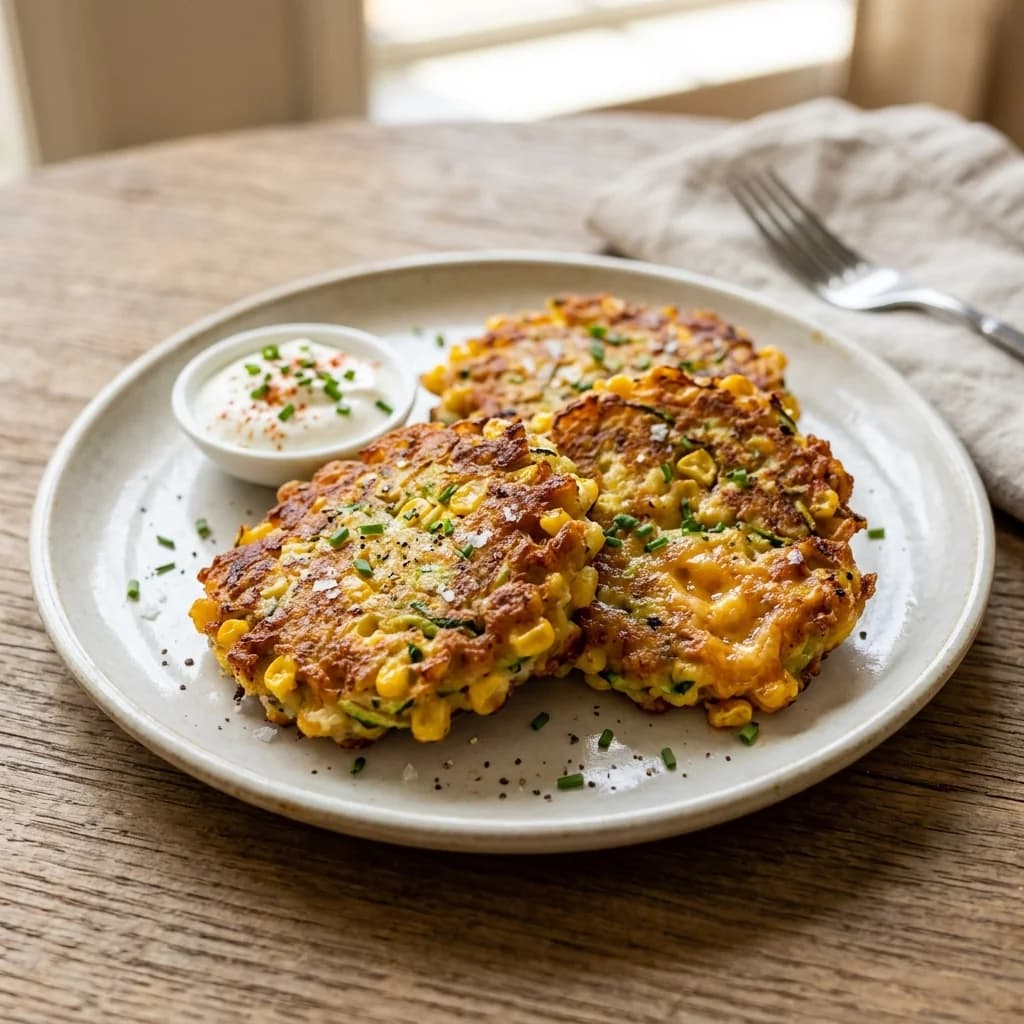 Corn Zucchini Cheddar Fritters