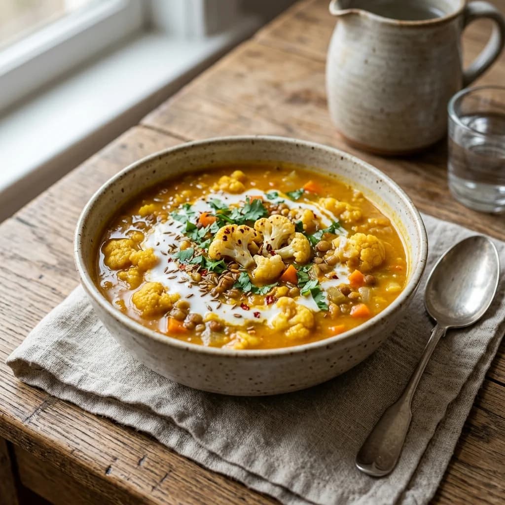 Curried Cauliflower Lentil Soup