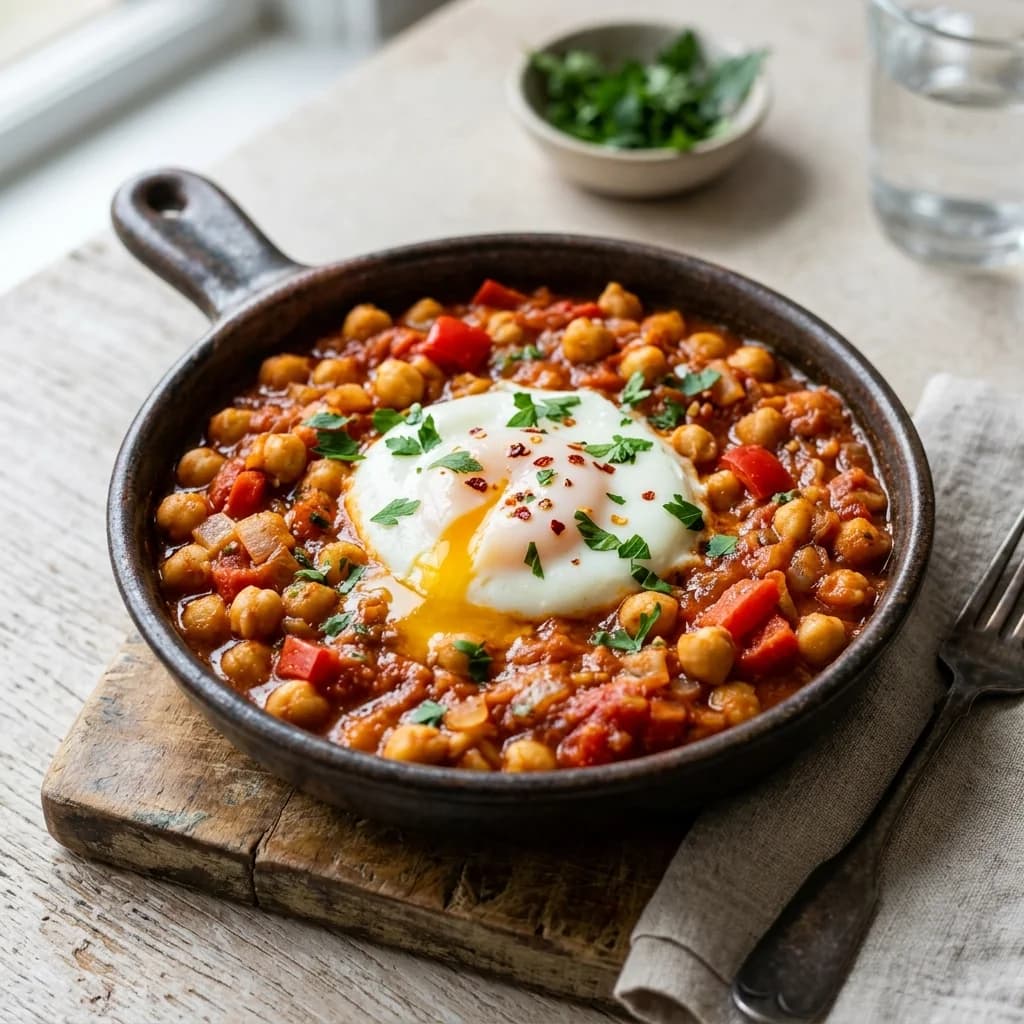 Egg and Chickpea Tomato Skillet