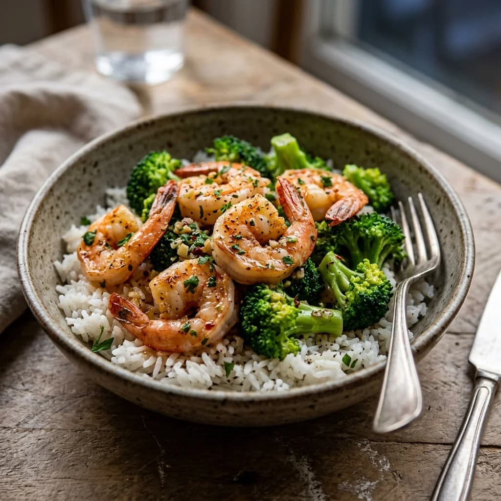Garlic Butter Shrimp and Broccoli Rice Bowl