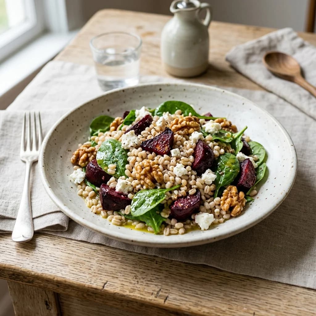 Goat Cheese Beet Barley Salad