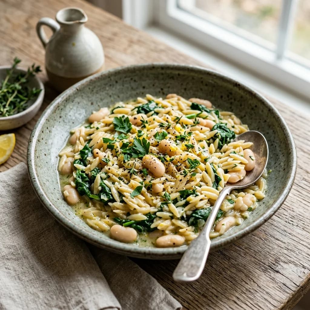 Lemon Herb White Bean Orzo