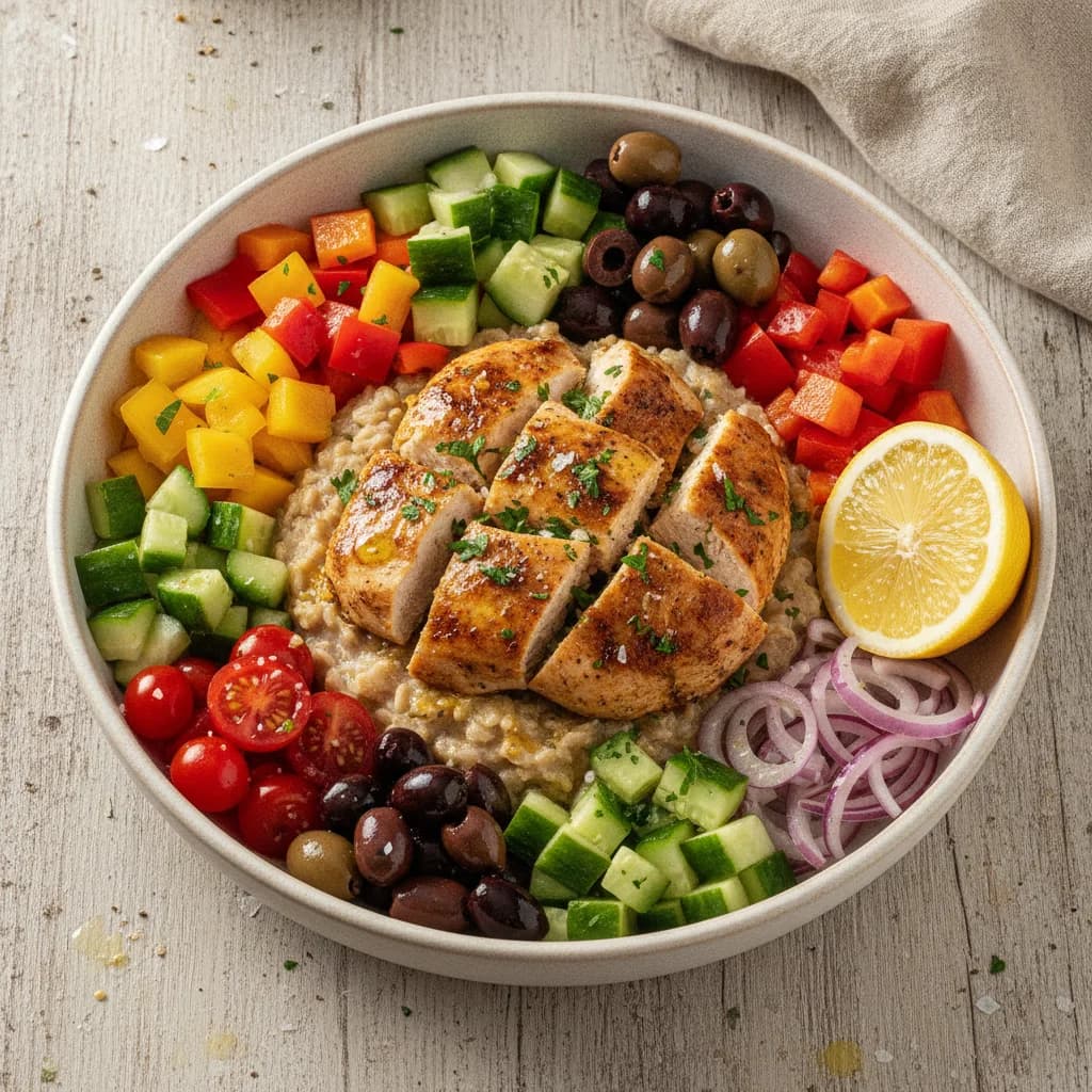 Mediterranean Chicken and Oat Bowl