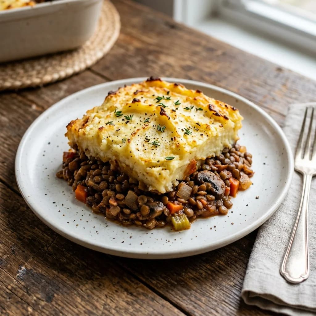 Smoky Lentil Mushroom Shepherd's Pie