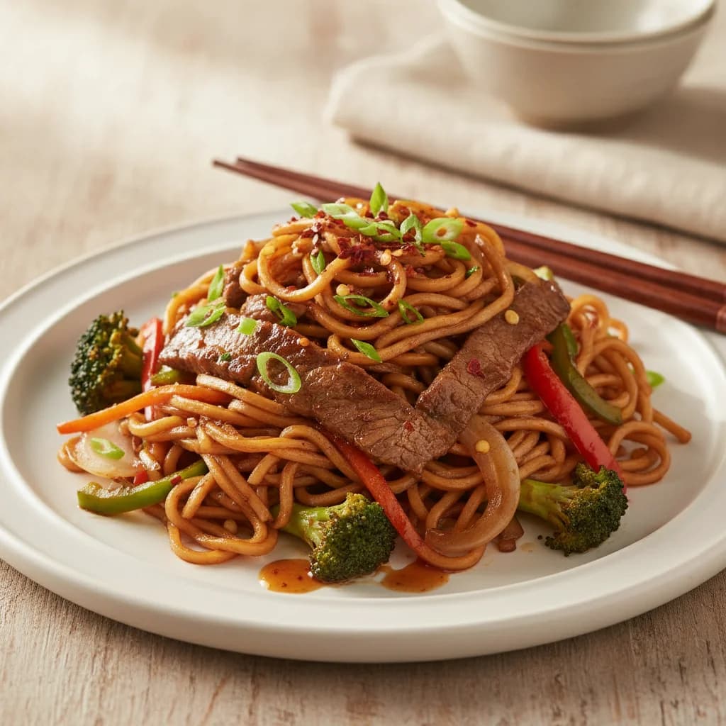 Spicy Beef Noodle Stir-fry