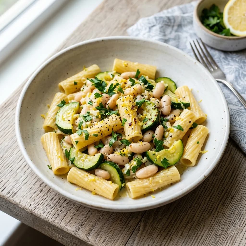 Zucchini White Bean Lemon Pasta